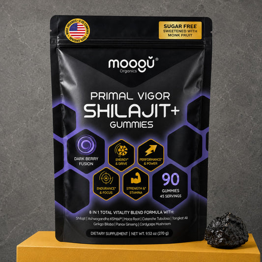 Shilajit Gummies for Men – Tongkat Ali, Ashwagandha KSM-66 & Cistanche | Sugar Free | Moogu Organics