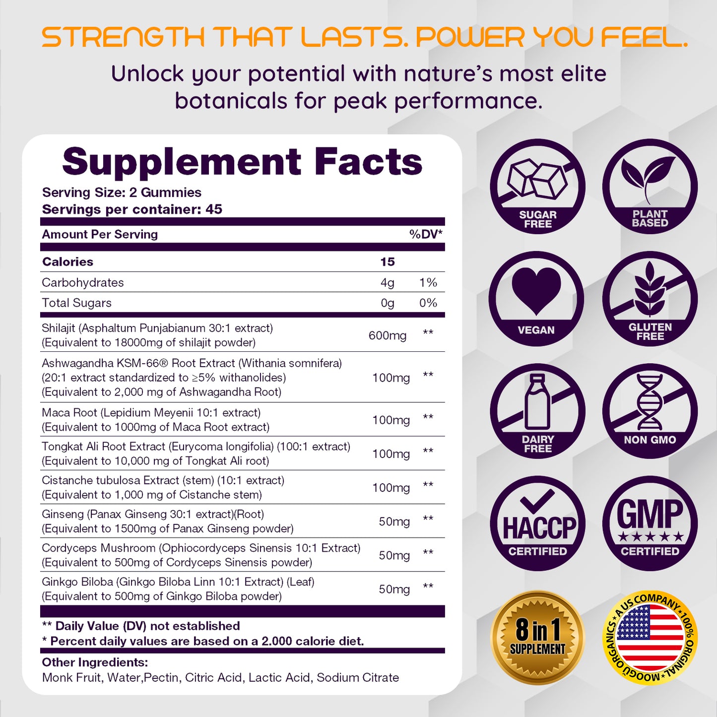 Moogu Shilajit 8-in-1 Max Strength Gummies