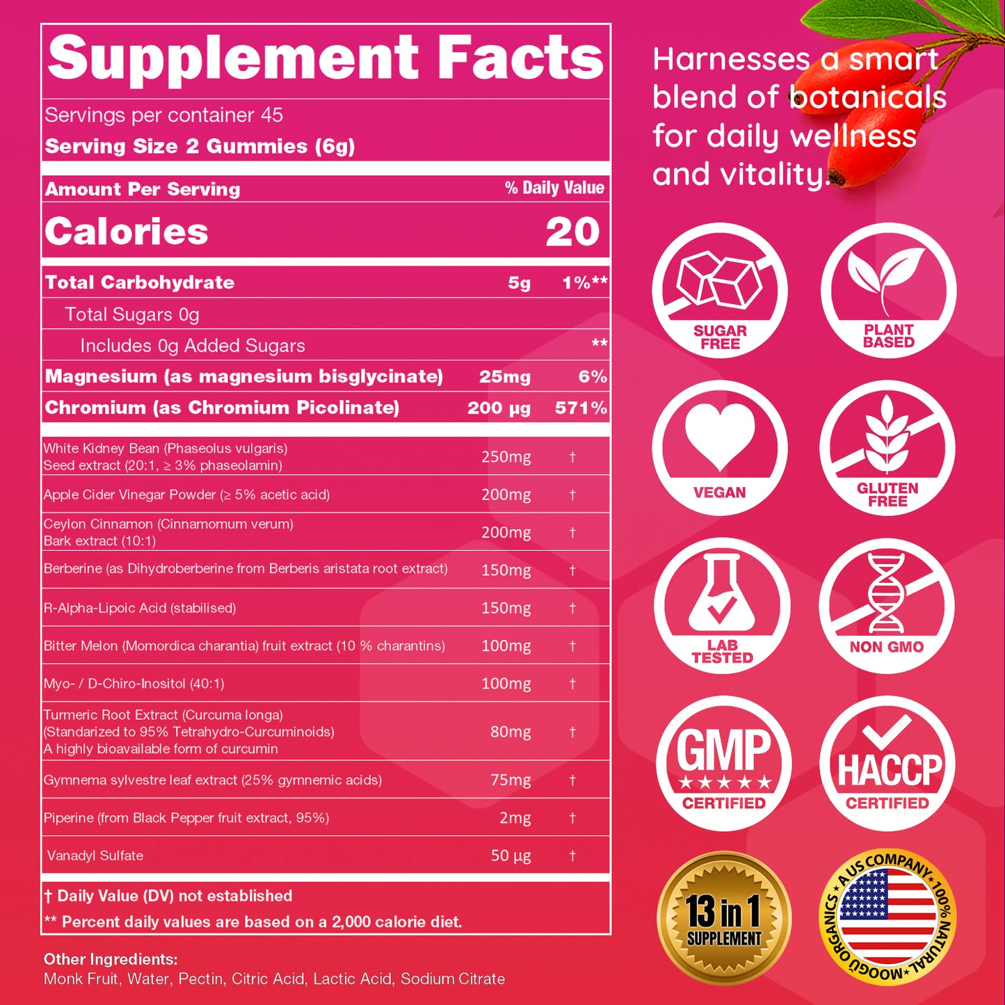 Moogu Organics® 13-in-1 Metabolic Support – Dihydroberberine, Myo-Inositol & Apple Cider Vinegar Complex