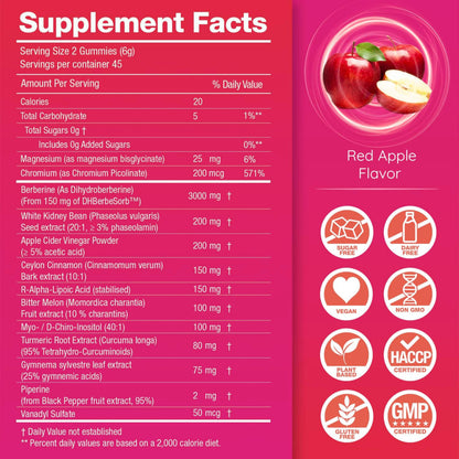 Berberine Gummies for Weight Management – Dihydroberberine, Myo-Inositol & ACV | UL Certified | Moogu Organics