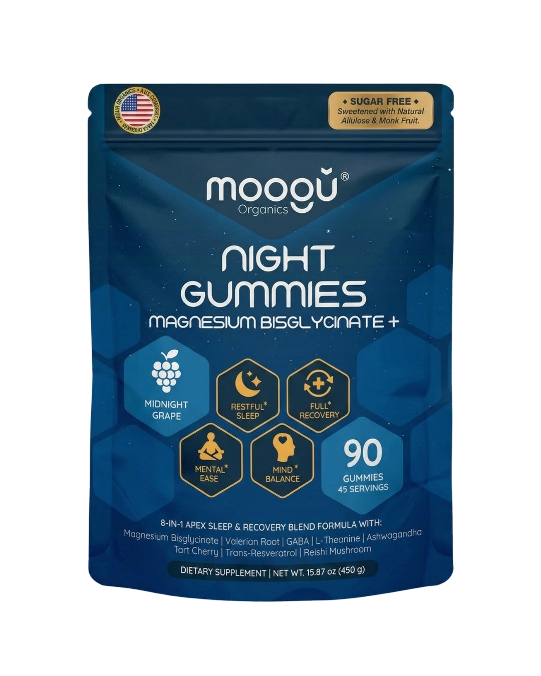 Moogu® Night Gummies — Magnesium Bisglycinate, GABA,  L-Theanine & Valerian Root